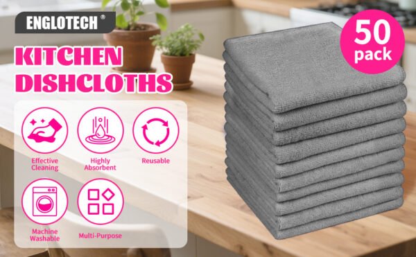 englotech microfiber cleaning cloth, 50 pack large size cleaning rags, cleaning towels free from streaks/lint/scratch for cars 37cm x 37cm
