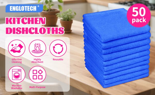 englotech microfiber cleaning cloth, 50 pack large size cleaning rags, cleaning towels free from streaks/lint/scratch for cars 37cm x 37cm