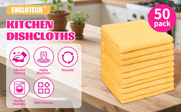 englotech microfiber cleaning cloth, 50 pack large size cleaning rags, cleaning towels free from streaks/lint/scratch for cars 37cm x 37cm