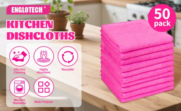 englotech microfiber cleaning cloth, 50 pack large size cleaning rags, cleaning towels free from streaks/lint/scratch for cars 37cm x 37cm
